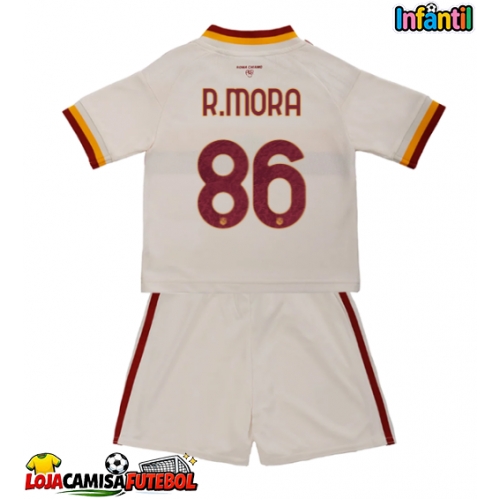 Camisa de Futebol AS Roma Rodrigo Mora #86 Equipamento Secundário Infantil 2026-27 Manga Curta (+ Calças curtas)